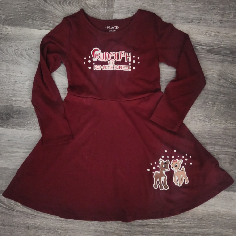 New Children's Place Dress customized with Rudolph the Red Nose Reindeer 🎁
